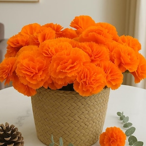Orange Artificial Flowers 10-20 pcs  - Silk Blooms for Home Decor, Parties and Halloween Arrangements, Vibrant Fall Decoration