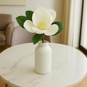 Real Touch White Magnolia Flower Branch: Faux Wedding Home Decor (40cm)