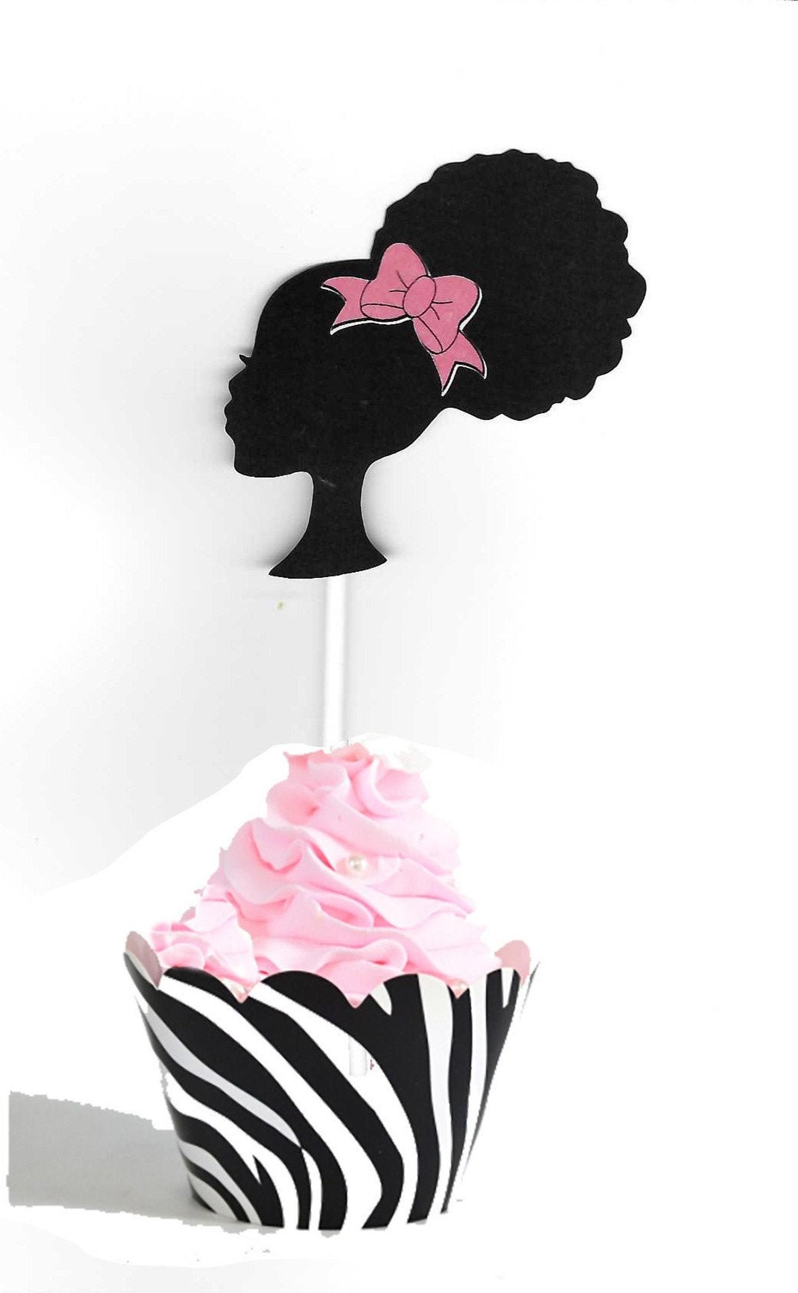 Afro BARBIE Birthday cupcake cake topper SILHOUETTE Etsy