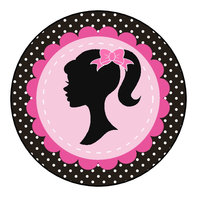 barbie party sticker barbie birthday thank you 3 sizes 24 etsy