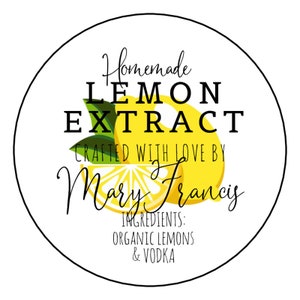 homemade lemon extract stickers - made for you stickers - gift stickers - lemon stickers labels 3 sizes