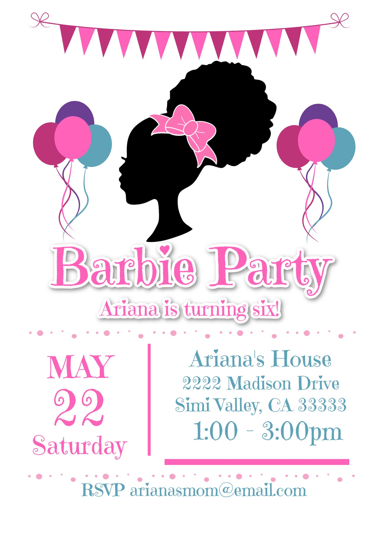 Black Barbie Invitation Template Black Barbie Invitation Template