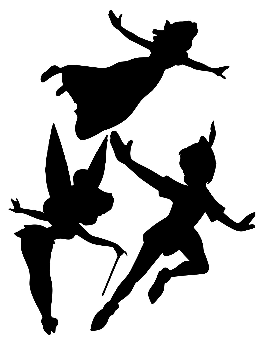 Peter Pan Wendy Tinker Bell Silhouette, 24 DIY 5 Inch Peter Pan Wendy ...