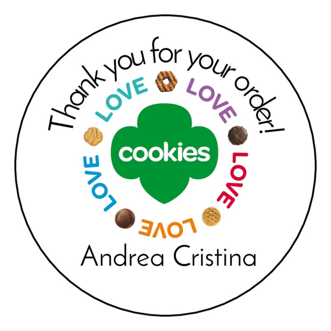 Girl Scout Cookie Sale Thank You Label Sticker, 2 Inch Label 216 Labels