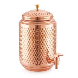Hammered Copper Water Pot: 5000ml Ayurveda Wellness Dispenser
