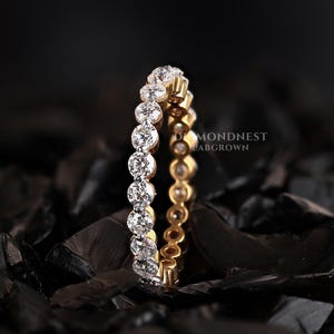 2.5MM Round Diamond Wedding Band Floating Bubble Band Lab Grown Diamond Band Shared-Prong Ring  14K Full Eternity Band Matching band for her