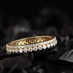 Diamond Eternity band Lab Grown Diamond Wedding Band Full Eternity band Vintage 14K Gold Stacking Band Matching Band Antique Ring for Women
