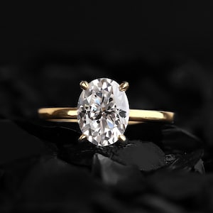 Oval Cut Lab Grown Diamond Solitaire Engagement Ring, 0.50–3.00 CT 14K Gold Wedding Ring, Promise Ring, Anniversary ring handmade jewelry