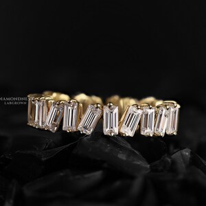Baguette Eternity Band 14k Gold Stackable Baguette Diamond Wedding Band Women IGI Certified Lab Grown Diamond Band Eternity Stacking Ring