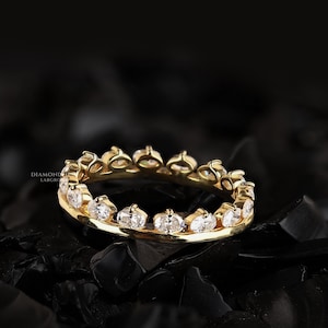 Oval Lab Grown Diamond Wedding Band: 14K Gold Full Eternity Ring