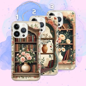 Bookshelf Phone Case Book Lover Cover for iPhone 16e, 15, 14, 13, 12, 11, Google Pixel 9 Pro, 8, 7A, Samsung S25 edge, S24 FE, A71, A36