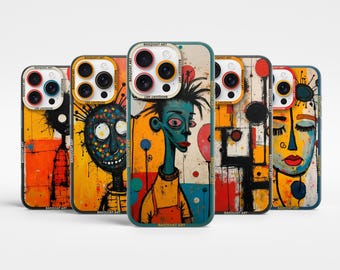 Basquiat Art Phone Case Graffiti Cover for Samsung S25Ultra, S24Fe, S23Fe, A56, A55, A36, A15, iPhone 16Pro Max, 15, 14 Plus, 13mini, 12