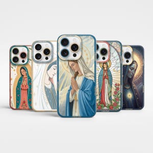 Christliche Handytasche Jungfrau Maria Cover für Samsung S25Ultra, S24Fe, S23Fe, A56, A55, A36, A15, iPhone 16Pro Max, 15, 14 Plus, 13mini, 12