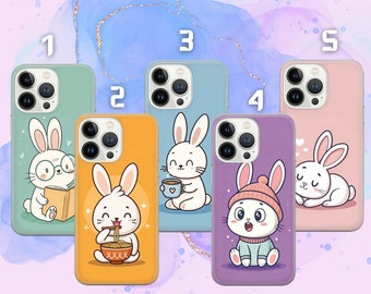 Bunny Phone Case Adorable Phone Cover for iPhone 16 Pro, 15, 14, 13, 12, 11, Google Pixel 9 Pro, 8, 7A, Samsung S25, S24 FE, A26, A36, A55