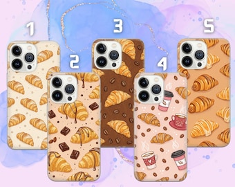 Croissant Phone Case Coffee Phone Cover for iPhone 16e, 15, 14, 13, 12, 11, Google Pixel 9 Pro, 8, 7A, Samsung S25 edge, S24 FE, A71, A36