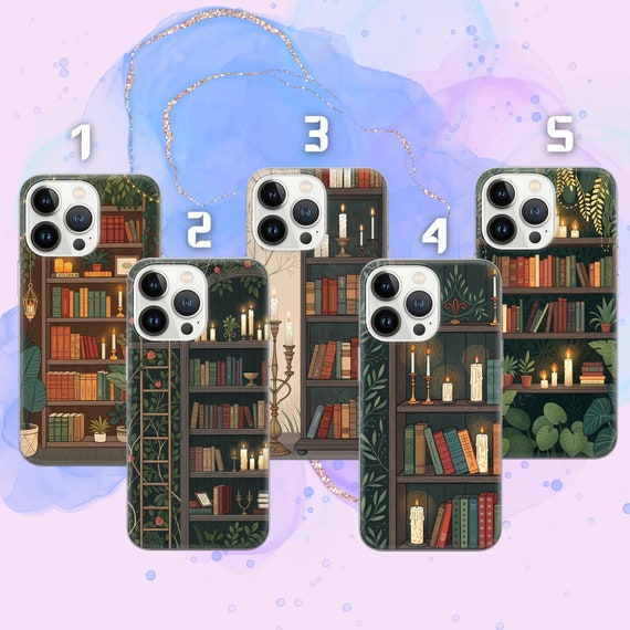 Bookshelf Phone Case Book Lover Cover for iPhone 16e, 15, 14, 13