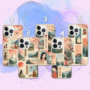 Japanische Handyhülle Cute Anime Cover for iPhone 16e, 15, 14, 13, 12, 11, Google Pixel 9 Pro, 8, 7A, Samsung S25 edge, S24 FE, A71, A36
