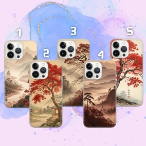 Chinesische Natur Handyhülle Sakura Cover für iPhone 16e, 15, 14, 13, 12, 11, Google Pixel 9 Pro, 8, 7A, Samsung S25 edge, S24 FE, A71, A36