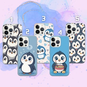 Cute Penguin Phone Case Adorable Phone Cover for iPhone 16 Pro, 15, 14, 13, 12, 11, Google Pixel 9 Pro, 8, 7A, Samsung S25, S24 FE, A26, A36