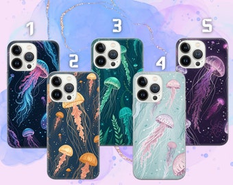 Jellyfish Phone Case Ocean Cover for iPhone 16 Pro, 15, 14, 13, 12, 11, Google Pixel 9 Pro, 8, 7A, Samsung S25, S24 FE, A26, A36