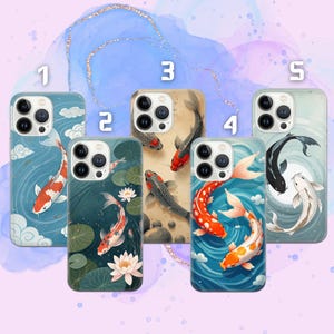 Koi Fish Pond Phone Case Japanese Cover for iPhone 16e, 15, 14, 13, 12, 11, Google Pixel 9 Pro, 8, 7A, Samsung S25 edge, S24 FE, A71, A36