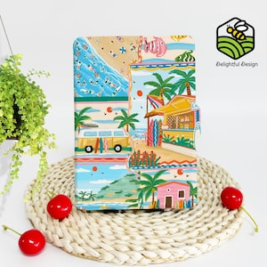 Summer is here！| Custom Kindle Case–Optional Hand Strap, Fits Paperwhite 1/2/4, Kindle 2022, 10th & 11th Gen, Colorsoft Cover and More