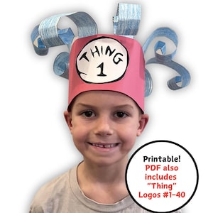 Artisanat imprimable Dr. Seuss - Artisanat chose 1 et chose 2 - Artisanat chat dans le chapeau - Artisanat Dr. Seuss pour enfants - Artisanat de fête sur le thème Seuss