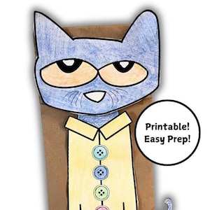 Pete the Cat Book Craft - Printable Pete the Cat Puppet Craft - Easy and Printable Puppet Craft for Kids