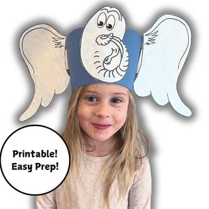 Dr. Seuss Printable Craft - Horton Hears a Who Craft - Dr. Seuss Craft for Kids - Seuss Themed Party Craft - Read Across America Week Craft