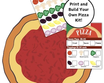 Manualidad imprimible para construir una pizza: Juego de simulación de fiesta de pizza (PDF)