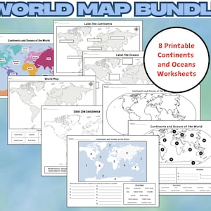 Kontinente und Ozeane Arbeitsblätter - Weltkarte zum Ausdrucken - Weltkarte zum Ausdrucken – Continents and Oceans Printable Booklet