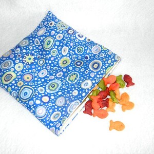 Reusable Snack Bag Blue Dots Fabric image 1