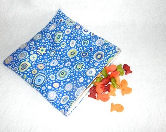 Reusable Snack Bag Blue Dots Fabric