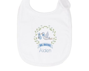 Personalized Big Brother Bib, Monogrammed Big Brother Bib with Stork and Name, Monogram New Baby Announcement, Cute Pregnancy Announcement