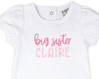 Monogrammed Big Sister Bodysuit, Personalized Big Sister TShirt, Big Sister Announcement Shirt, Monogram Matching Sibling T-Shirts with Name