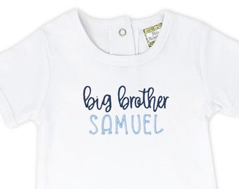 Monogrammed Big Brother Bodysuit, Personalized Big Brother Shirt with Name, Monogram New Baby Announcement Onesie, Baby Reveal Sibling Shirt