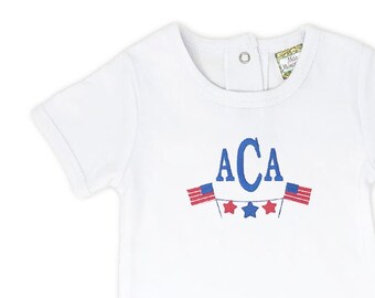 Boys Patriotic bodysuit. Personalized Embroidered Memorial Day Shirt. 4th or July Monogram Tee. Monogrammed TShirt, Boy Baby Gift USA flag