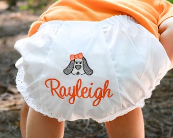 Monogrammed Hound Diaper Cover, Football Baby Bloomers, Go Vols Monogram Bloomer, Baby Girl Bloomers Tennessee Fan, Baby Shower Gift UT Grad