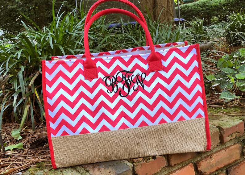 Shoulder Bag Purse Monogrammed Teacher Tote Bag Canvas and Burlap Beach Bag Personalized Tote Bag