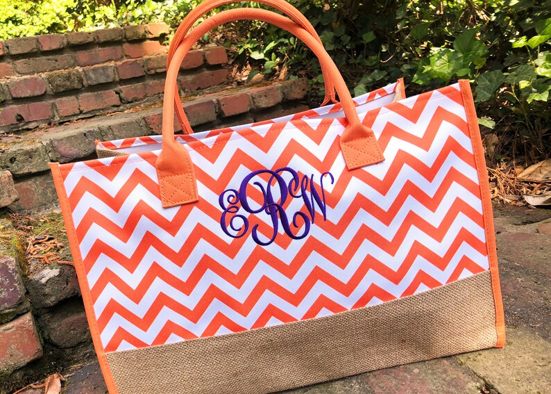 Shoulder Bag Purse Monogrammed Teacher Tote Bag Canvas and Burlap Beach Bag Personalized Tote Bag