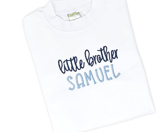 Monogrammed Little Brother TShirt, Personalized Little Brother Shirt, Pregnancy Announcement T-Shirt with Names, Monogram Matching Sibling