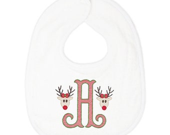 Baby Girl Christmas Reindeer Bib Bapron Rudolph Baby Shower Gift  free shipping