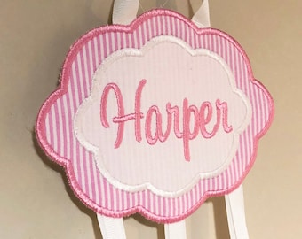 Monogram Hairbow Holder, Monogrammed Baby Gift, Personalized Bow Hanger, Bow Organizer for Girls, Baby Girl Bow Holder, Pink Wall Bow Hanger