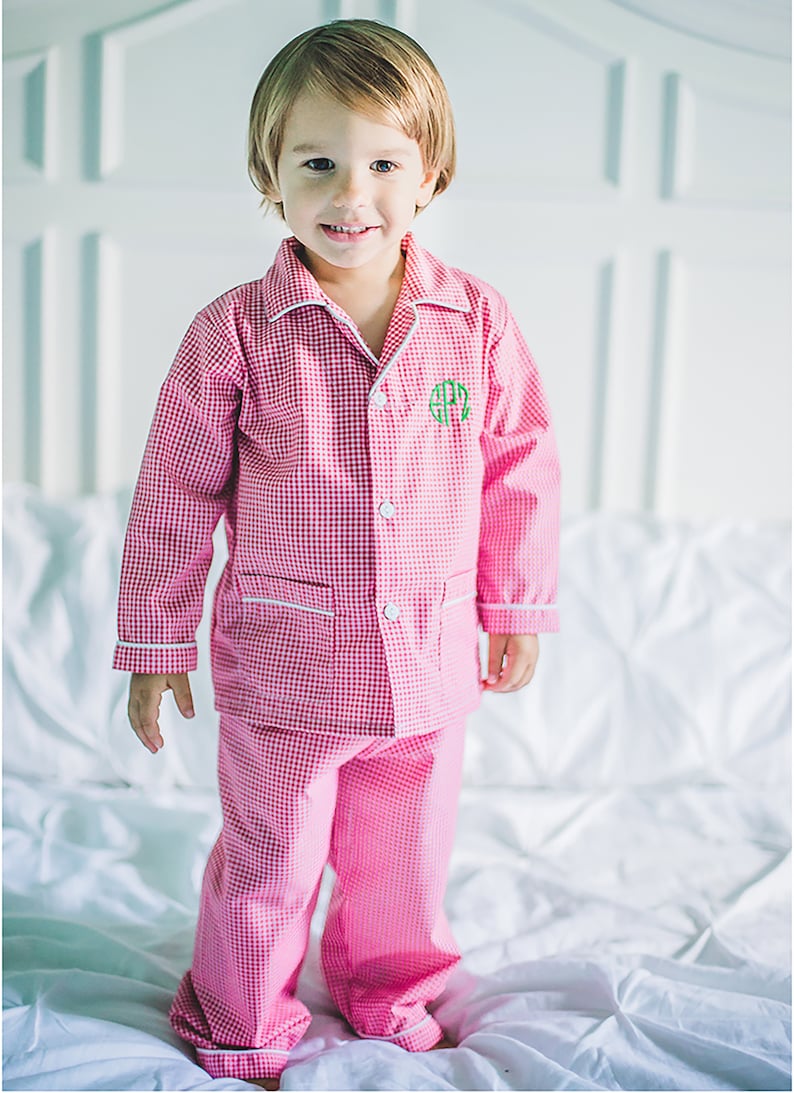Matching Valentine Kids baby toddler Boys Sibling outfits Red nightgown pjs Monogrammed Personalized Valentines Day Pajamas for Girls