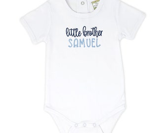 Monogrammed Little Brother Bodysuit, Personalized Little Brother Baby Shirt, Monogram Little Bro TShirt, Baby Boy Coming Home Outfit w/ Name