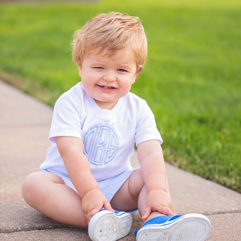 Boys Circle Monogram Shirt Personalized Tee for Toddler Boy Etsy