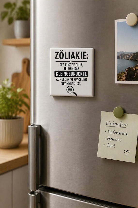 Funny Celiac Disease Magnet 5 x 5 cm | Gluten-Free Gift | Fridge Magnet for Gluten-Free Kitchens | Celiac Club | Gift Idea