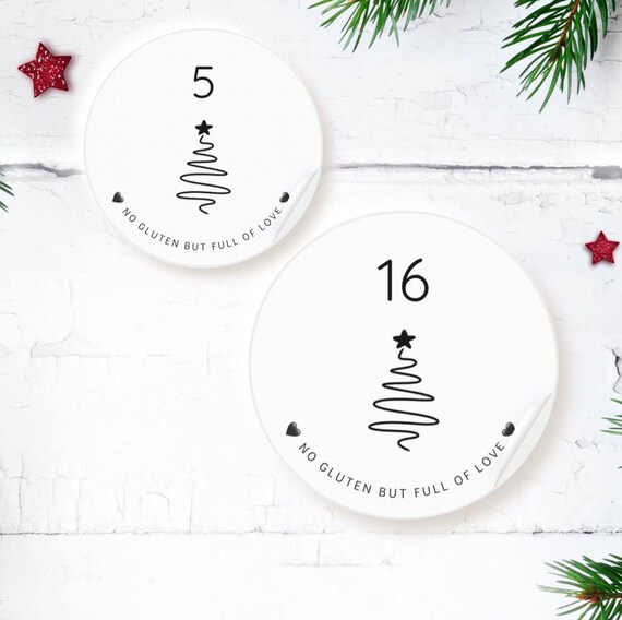 Celiac disease advent calendar | 24 round stickers | gluten-free Christmas