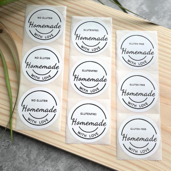 "Homemade With Love - Gluten-Free" stickers | Round | 5 cm (2) | Sticker | Label | Gluten-free | Celiac disease