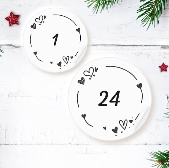 LOVE Advent Calendar | 24 Round Stickers | Christmas | Advent Calendar for Couples